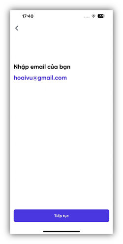 Màn hình nhập email