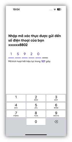 Màn hình nhập SMS OPT